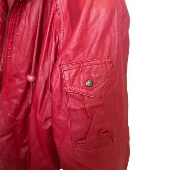 Vintage Red Leather Moto Jacket Size Medium - Picture 3 of 7